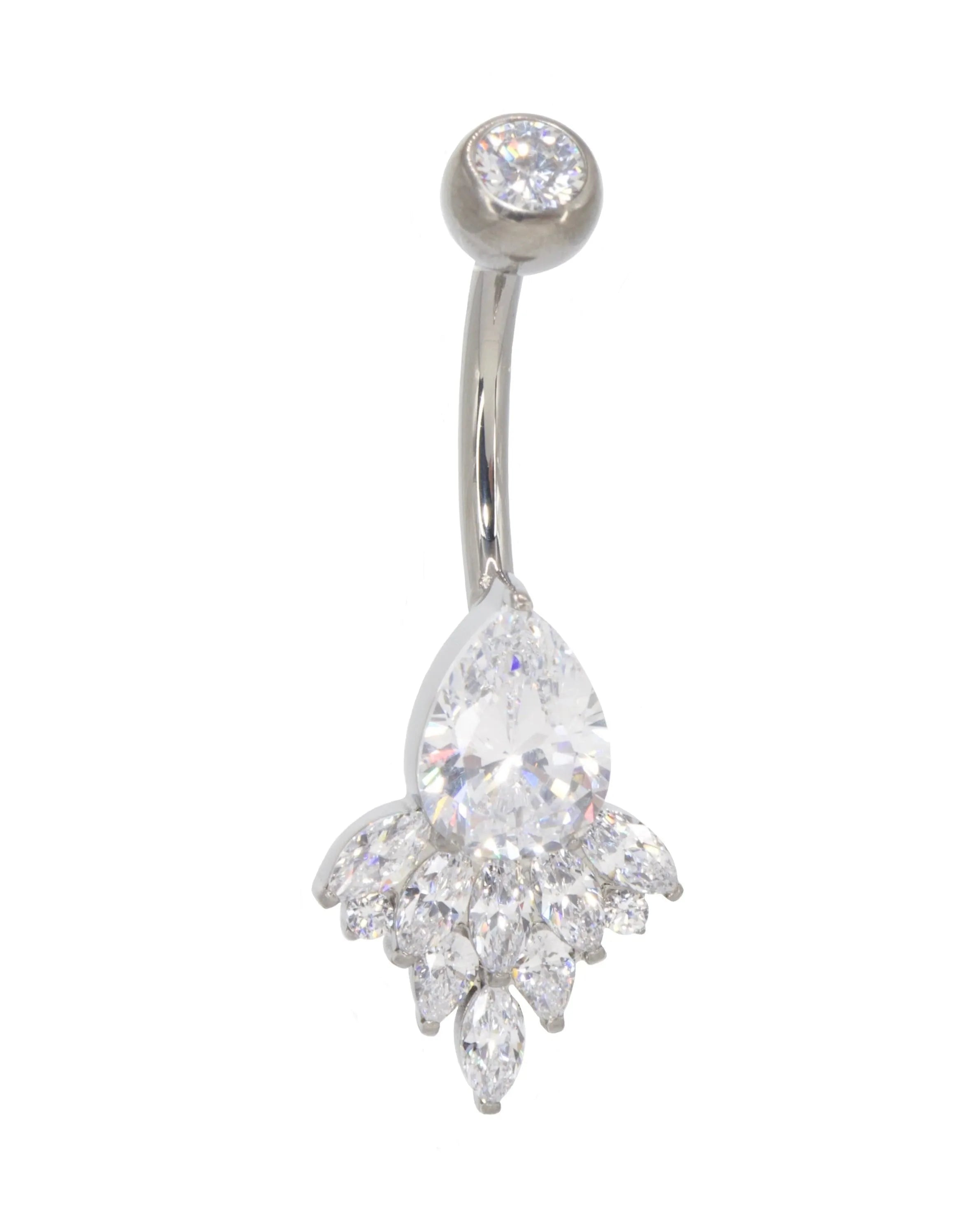 Titanium Belly Button Ring - Elegant Crystal Design
