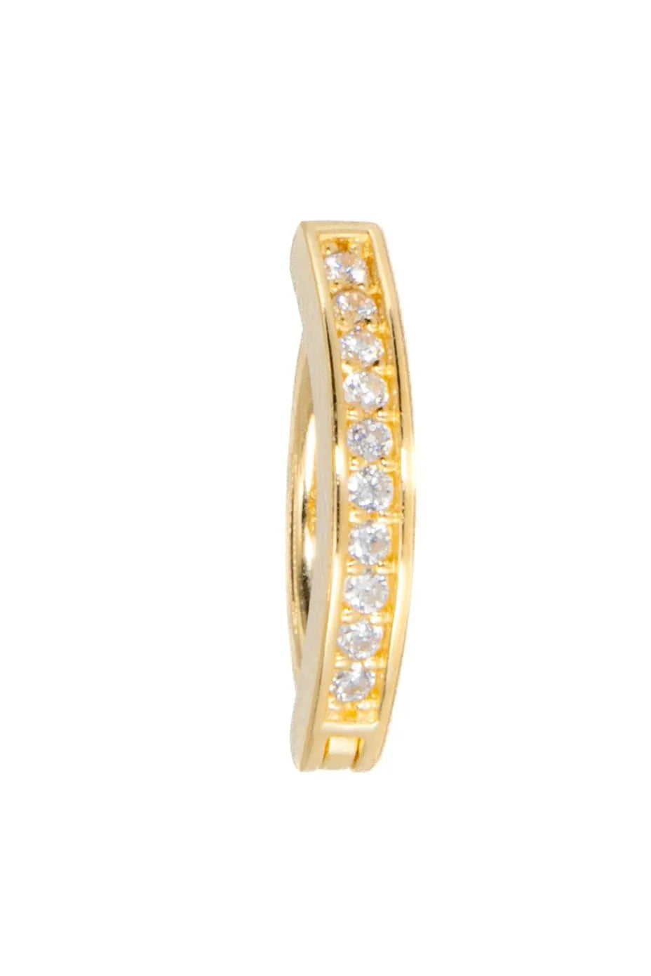 18k gold belly button ring in shape of a hoop featuring a crystal row