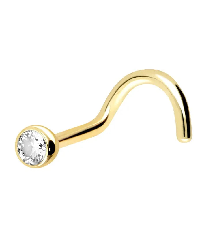 18k gold nose ring featuring a dainty authentic diamond