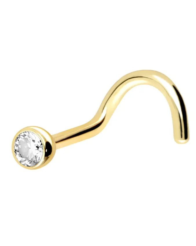 18k gold nose ring featuring a dainty crystal