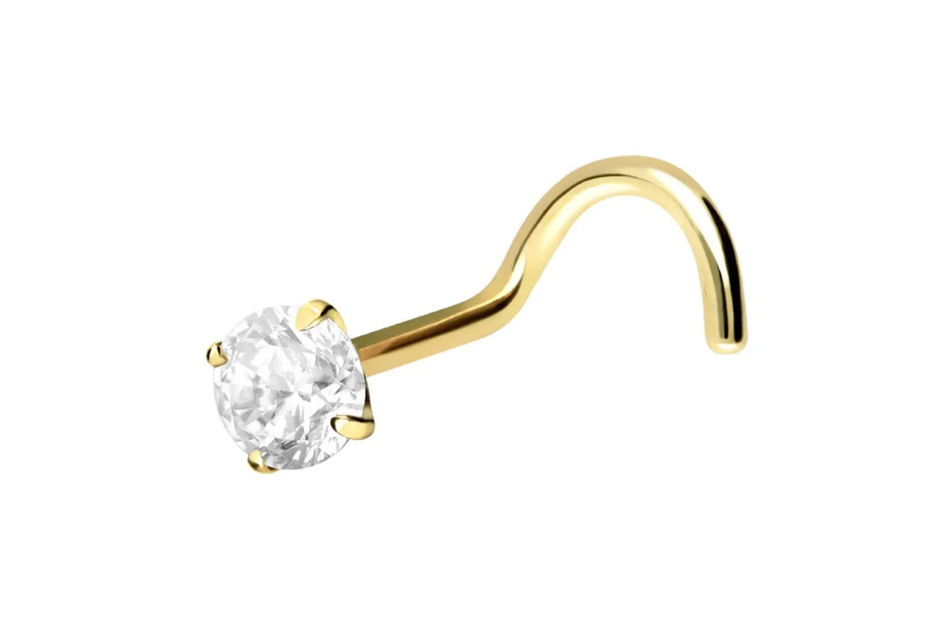 18k gold nose ring featuring a dainty crystal