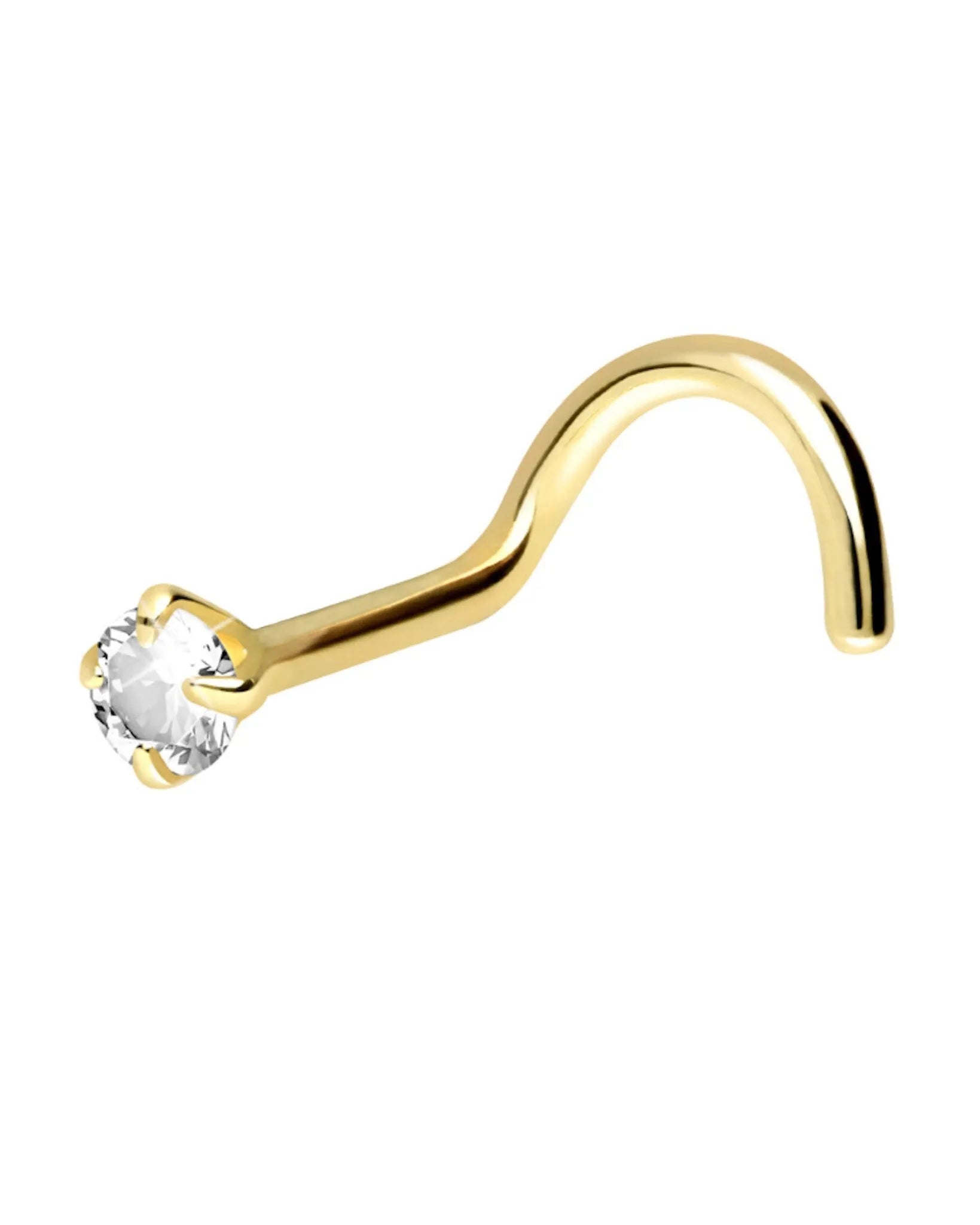 18k gold nose ring featuring a tiny authentic diamond