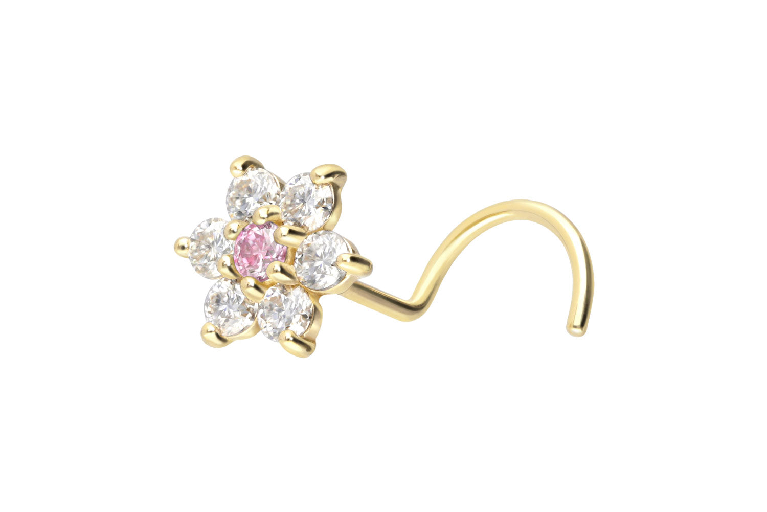 18k gold nose ring featuring a moissanite diamond flower