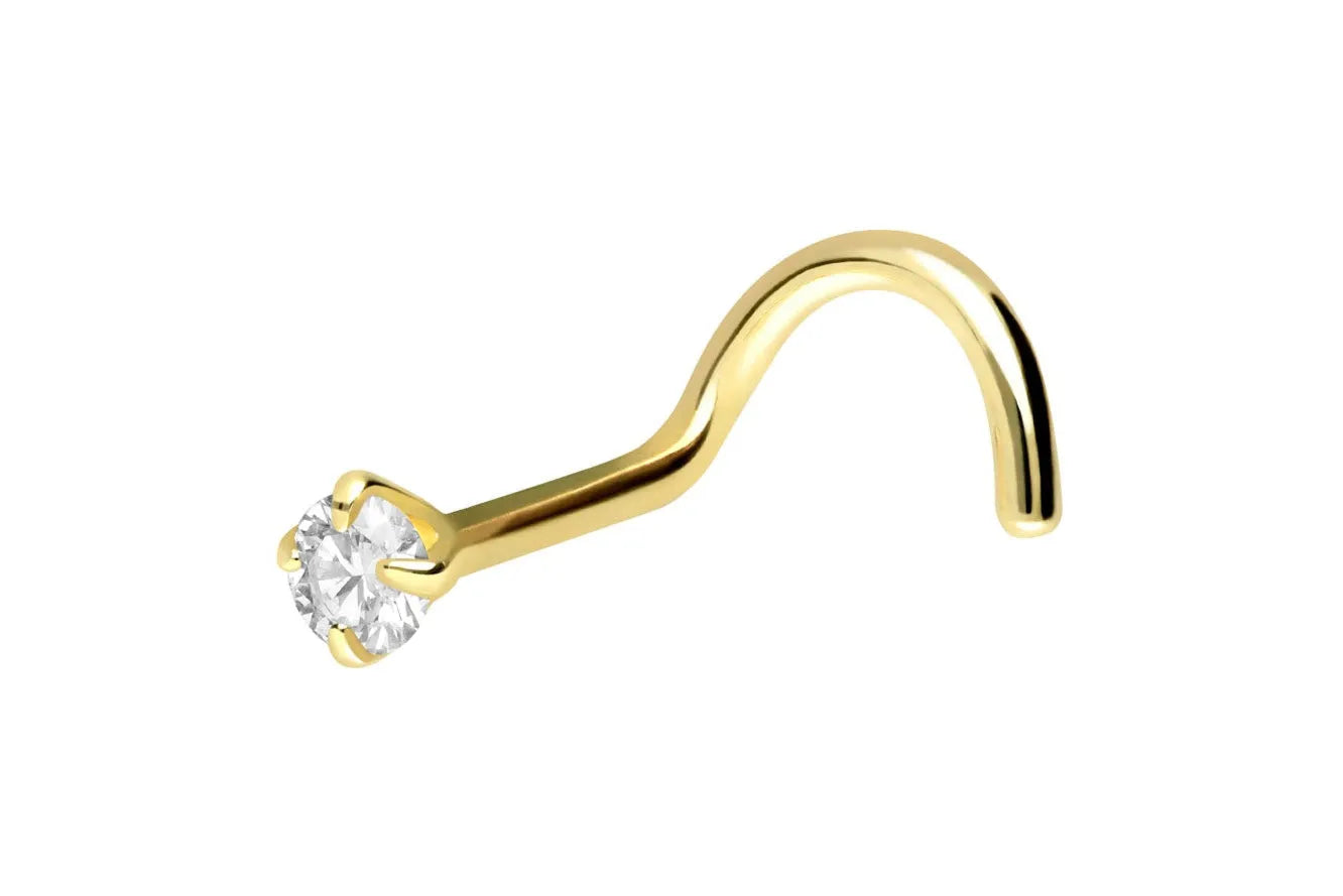 18k gold nose ring featuring a mini crystal