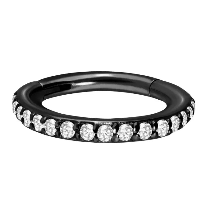 non-tarnish hoop for ear piercings with dainty crystals