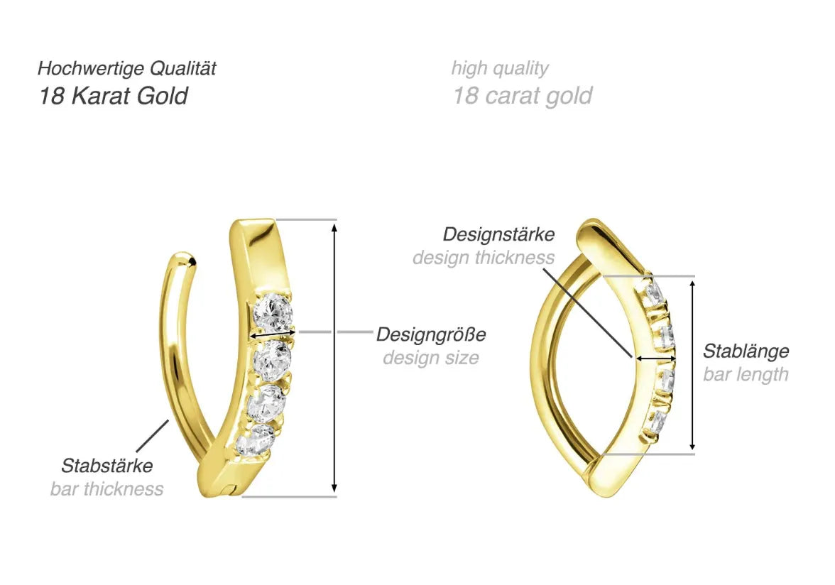 18K Gold Belly Button Ring -Sparkly Clicker Hoop