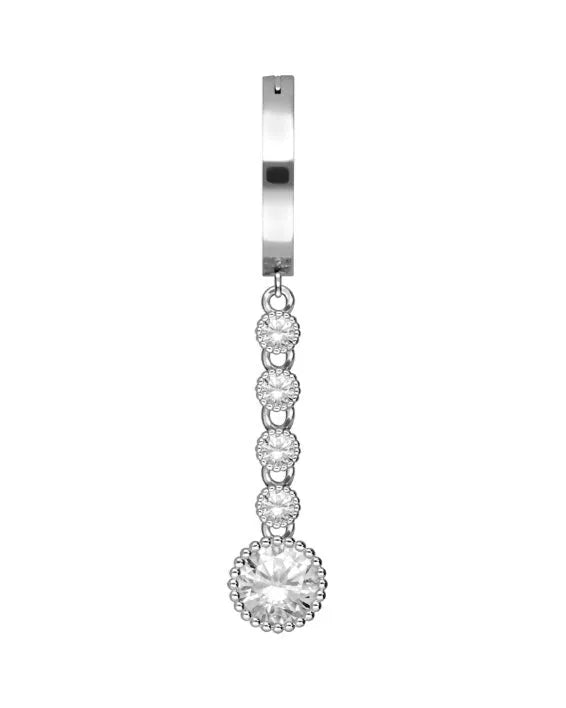 Titanium & 925 Silver Belly Button Ring - Hoop & Dangly Crystals