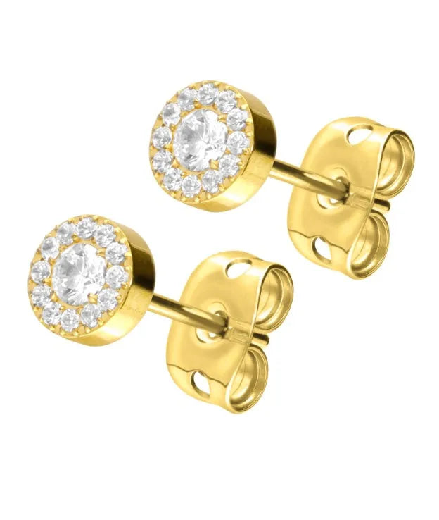 Titanium Stud Earrings - Multi Crystal Disc