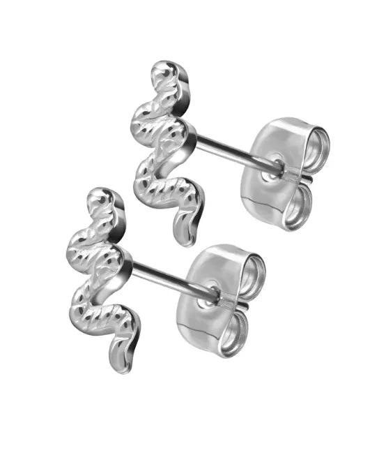 Titanium Stud Earrings - Sneaky Snake