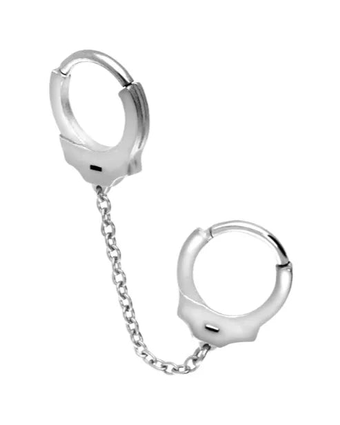 Surgical Steel Clicker Double Piercing Hoop - Connecting Handcuffs