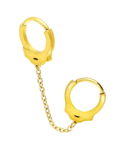 Surgical Steel Clicker Double Piercing Hoop - Connecting Handcuffs