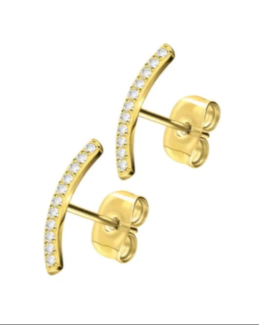 Titanium Stud Earrings - Dainty Crystal Arch