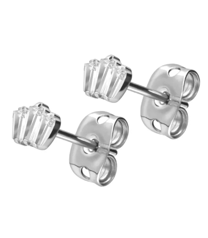 Titanium Stud Earrings - Crystal Crown