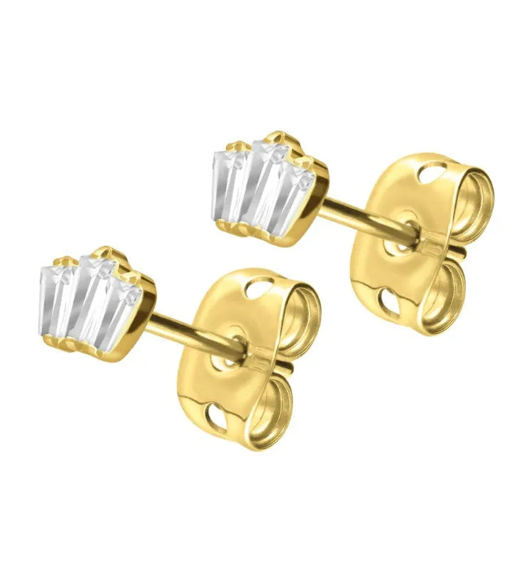 Titanium Stud Earrings - Crystal Crown