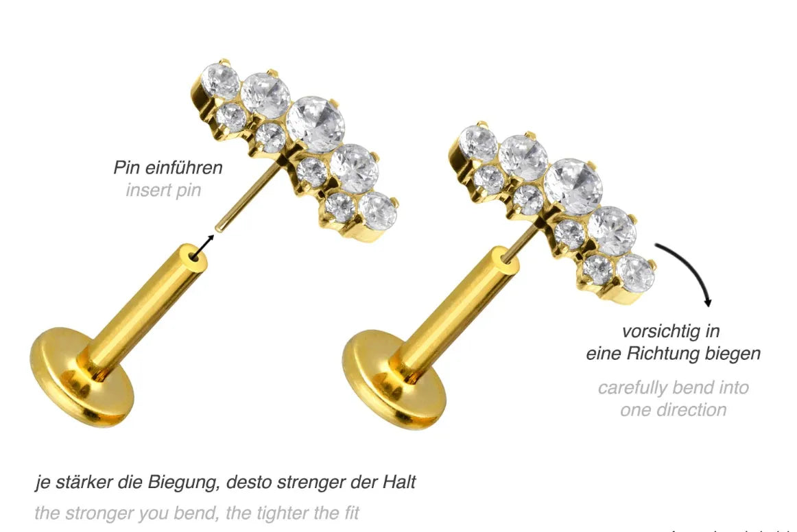 Titanium Push Pin Flat Back Stud - Extravagant Shine