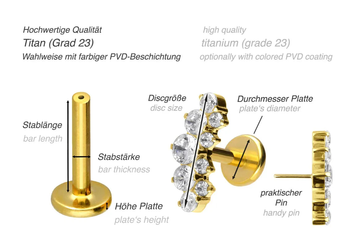 Titanium Push Pin Flat Back Stud - Extravagant Shine