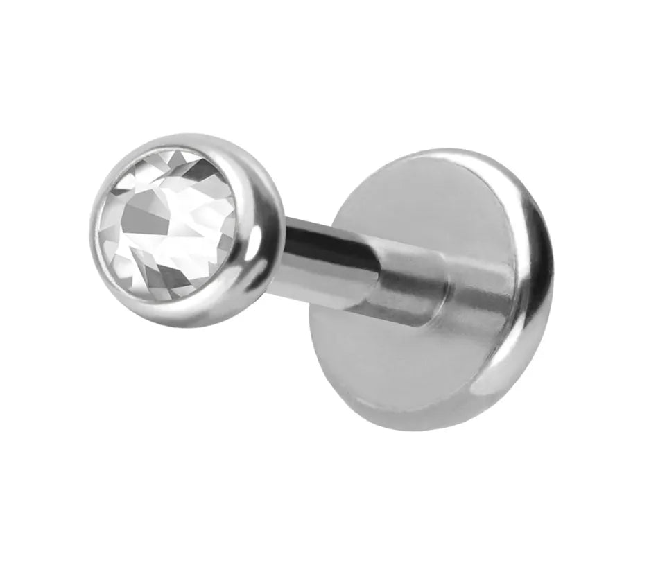 Titanium Push Pin Flat Back Stud - Flat Crystal Silver