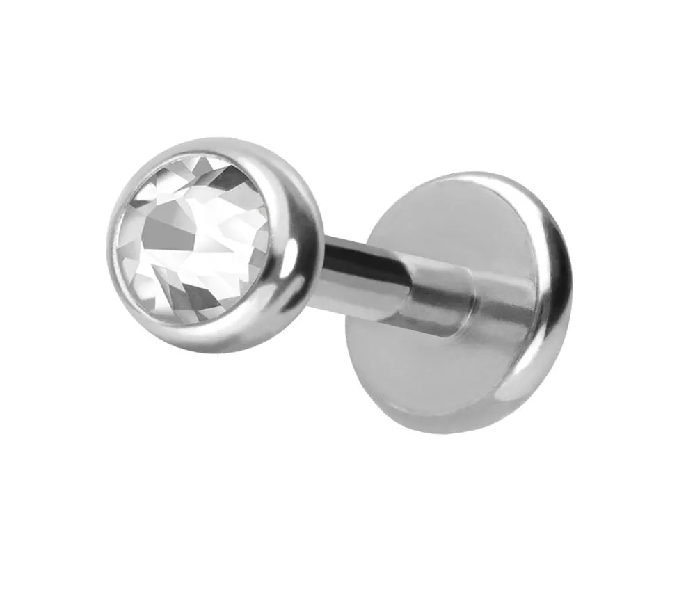 Titanium Push Pin Flat Back Stud - Flat Crystal Silver