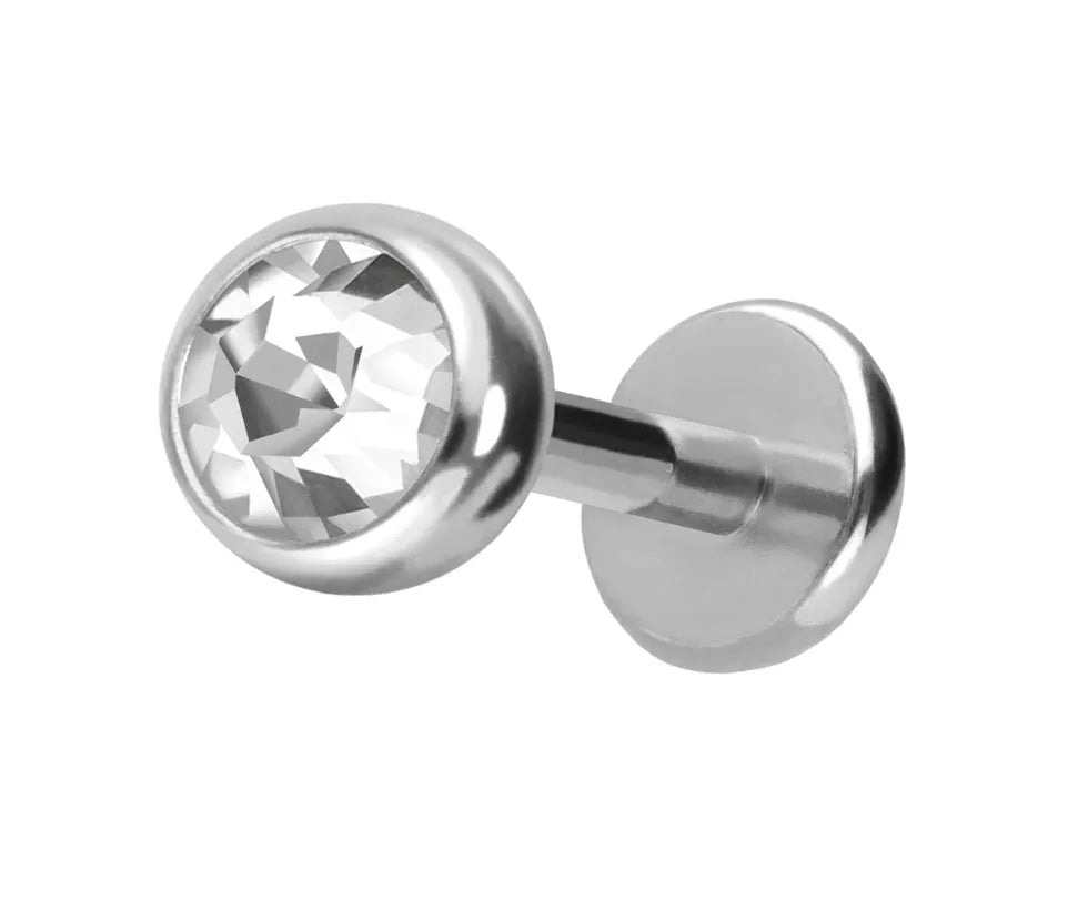 Titanium Push Pin Flat Back Stud - Flat Crystal Silver
