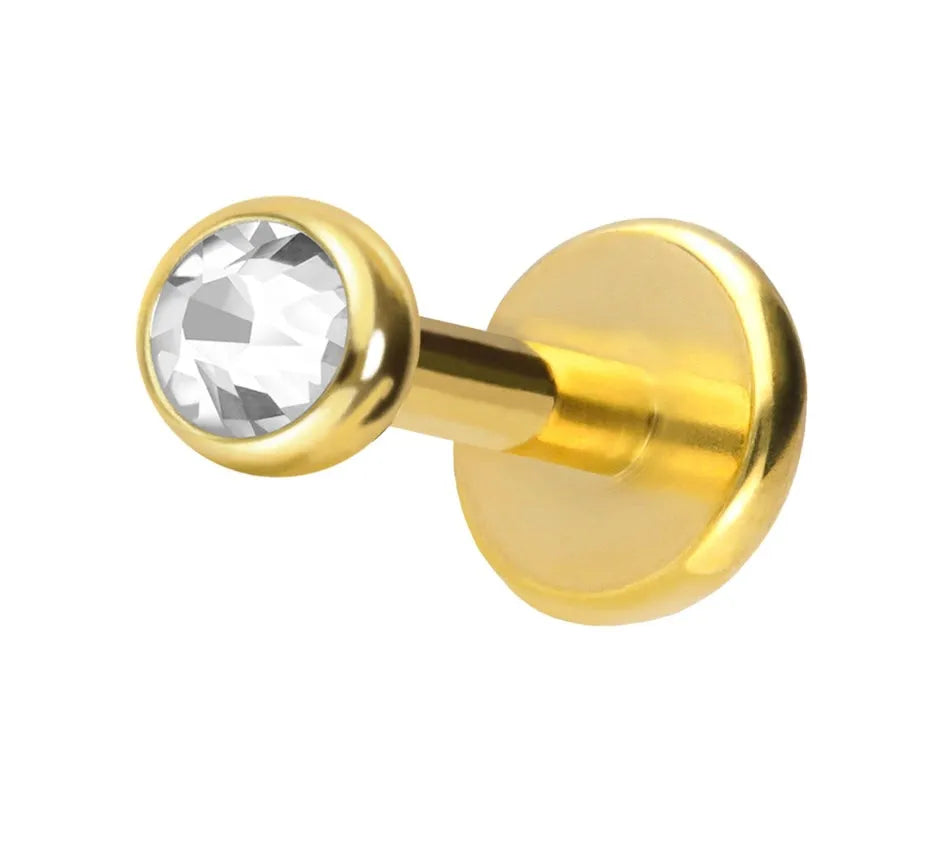 Titanium Push Pin Flat Back Stud - Flat Crystal Gold