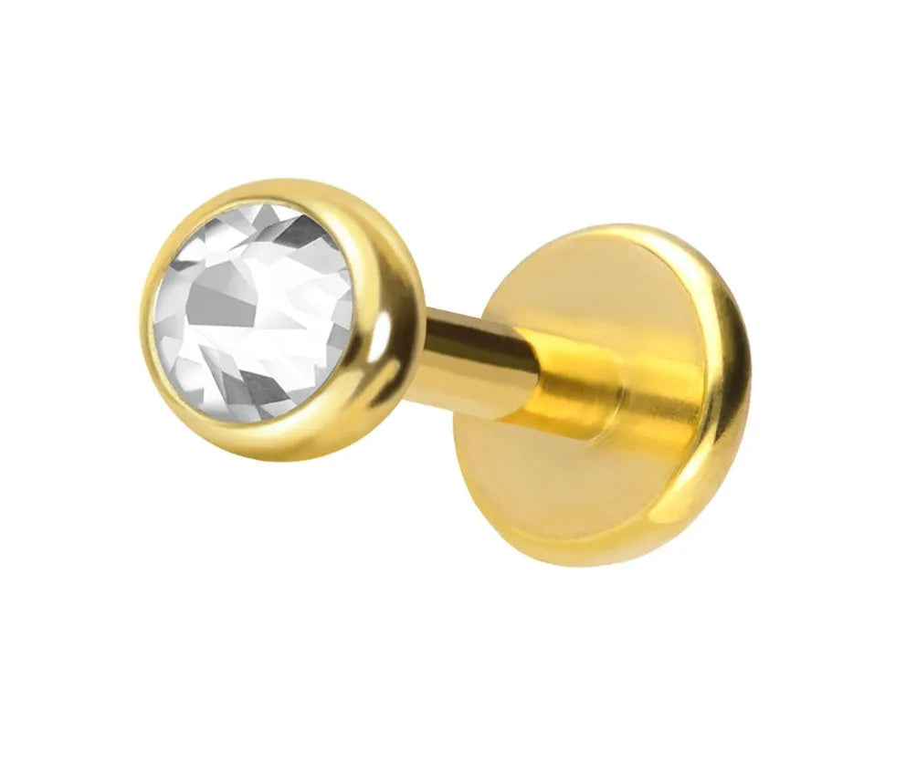 Titanium Push Pin Flat Back Stud - Flat Crystal Gold