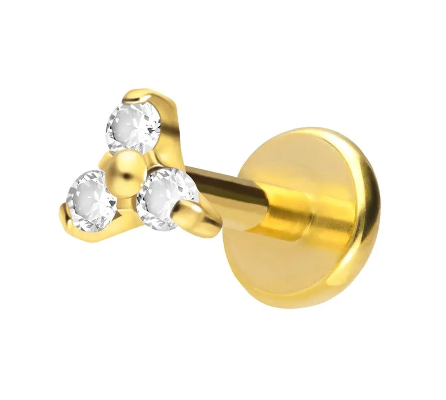 Titanium Push Pin Flat Back Stud - Mini Crystal Trinity