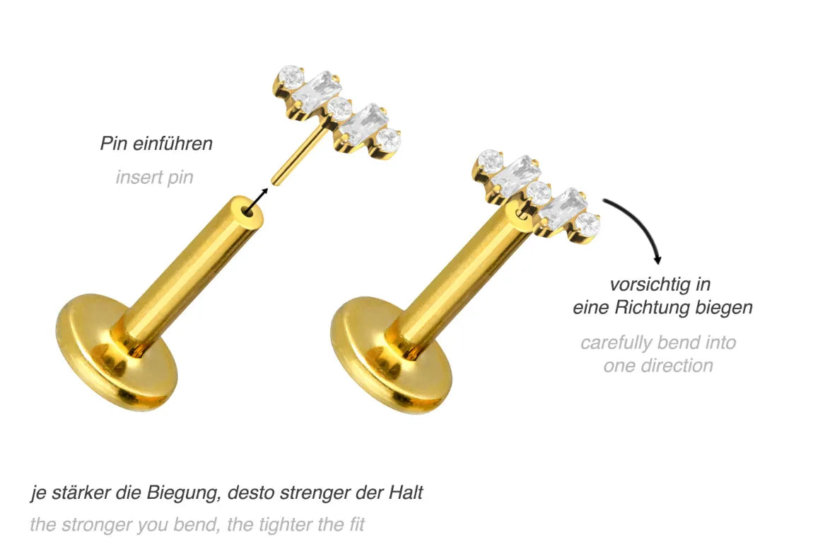 Titanium Push Pin Flat Back Stud - Unique Design