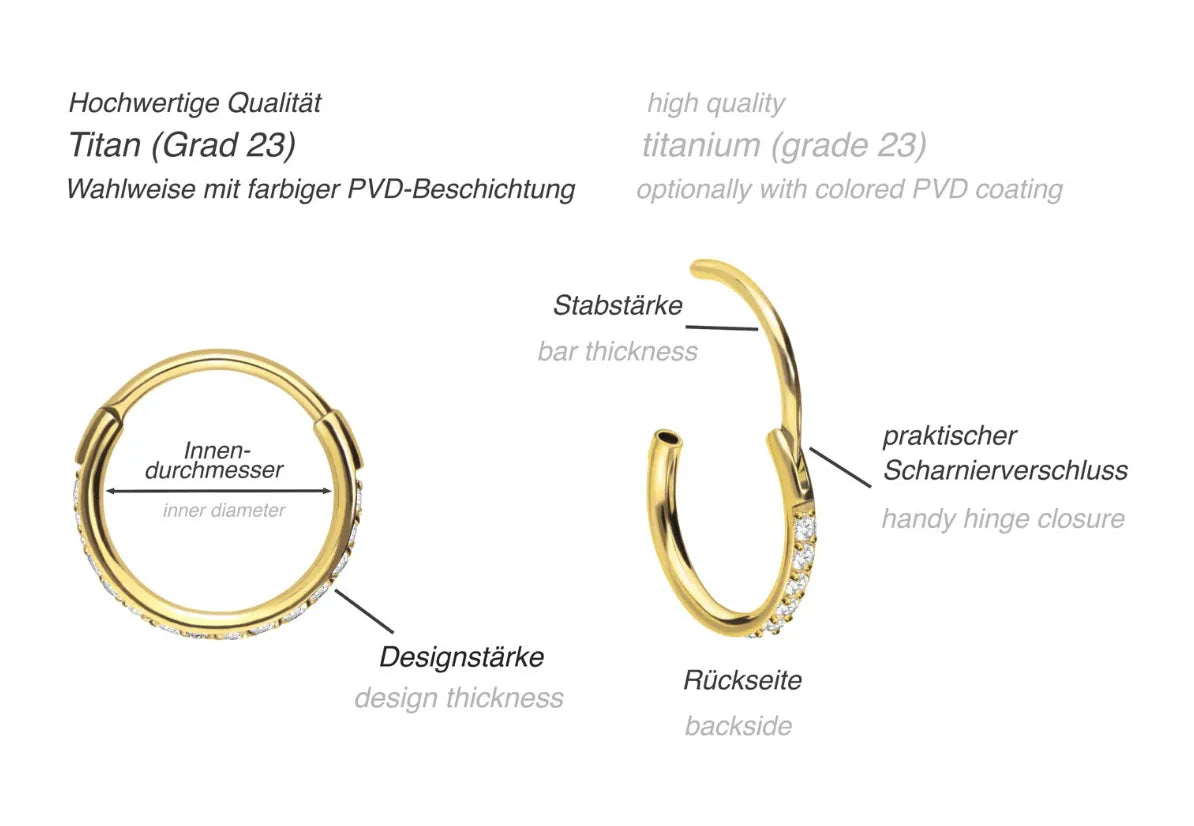 Titanium Hoop Earrings - Dainty Crystals