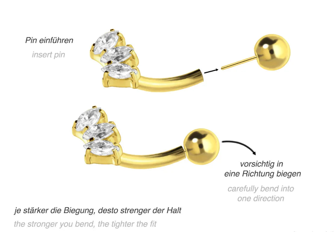 Titanium Push Pin Curved Barbell - Elegant Rectangle