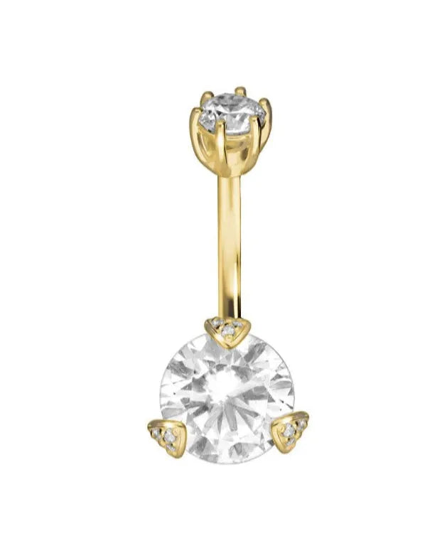 18K Gold Belly Button Ring - Super Shiny Crystals