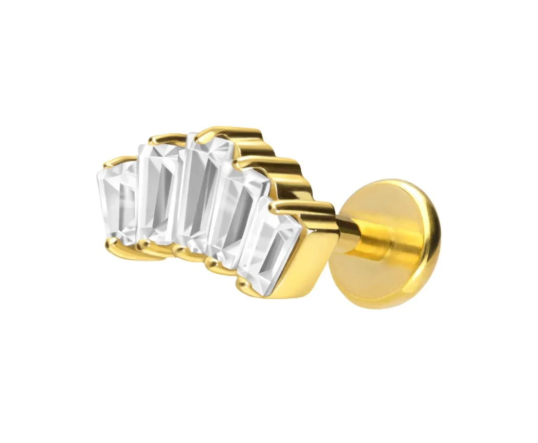 Titanium Push Pin Flat Back Stud - Rectangular Sparkle