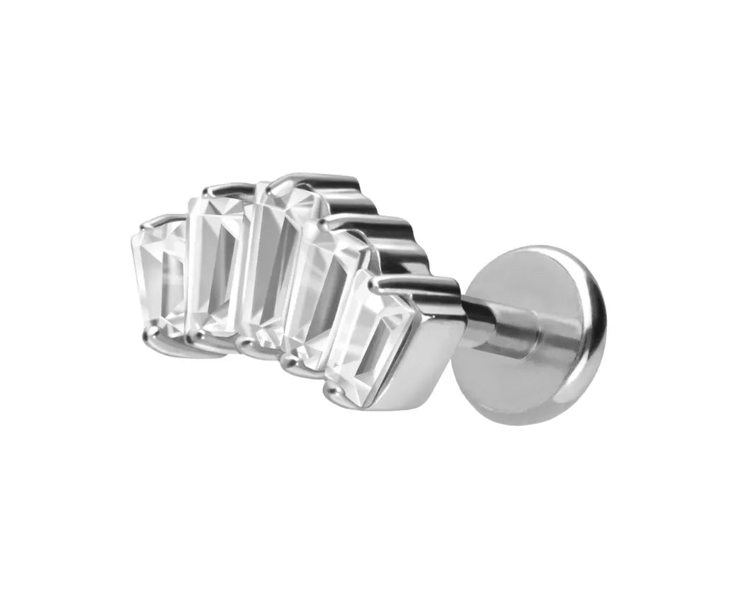 Titanium Push Pin Flat Back Stud - Rectangular Sparkle