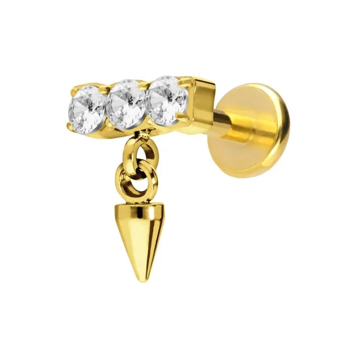 Titanium Push Pin Flat Back Stud - Spiky Sparkles