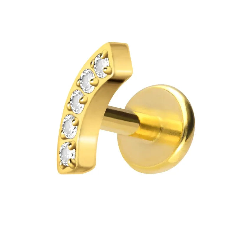Titanium Push Pin Flat Back Stud - Mini Crystal Arch