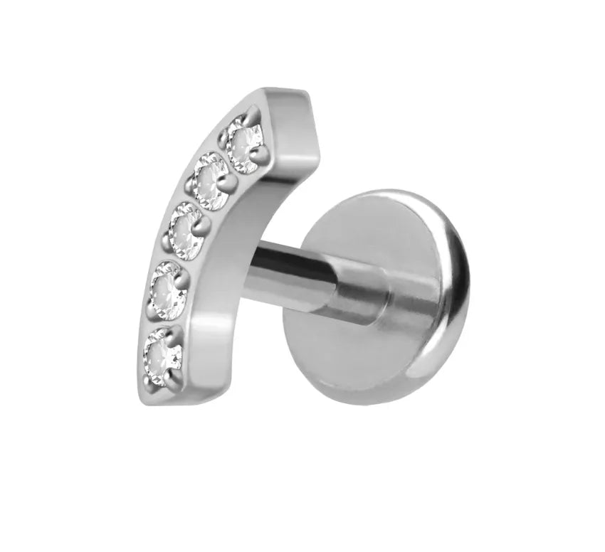 Titanium Push Pin Flat Back Stud - Mini Crystal Arch