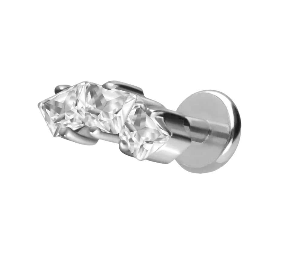 Titanium Push Pin Flat Back Stud - Dainty Sparkles