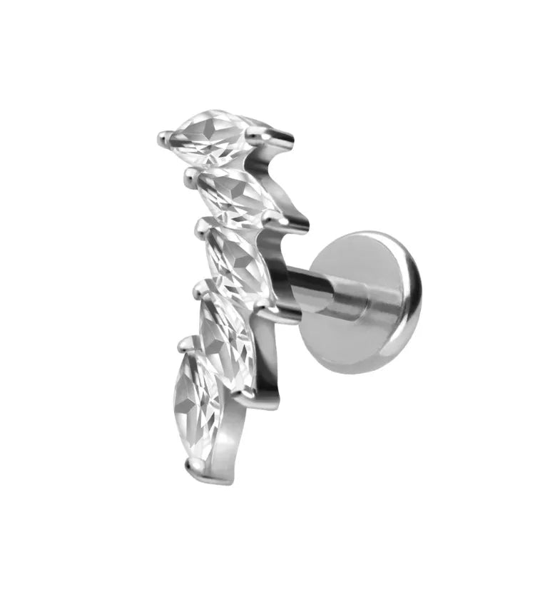 Titanium Push Pin Flat Back Stud - Extravagant Crystal Curve