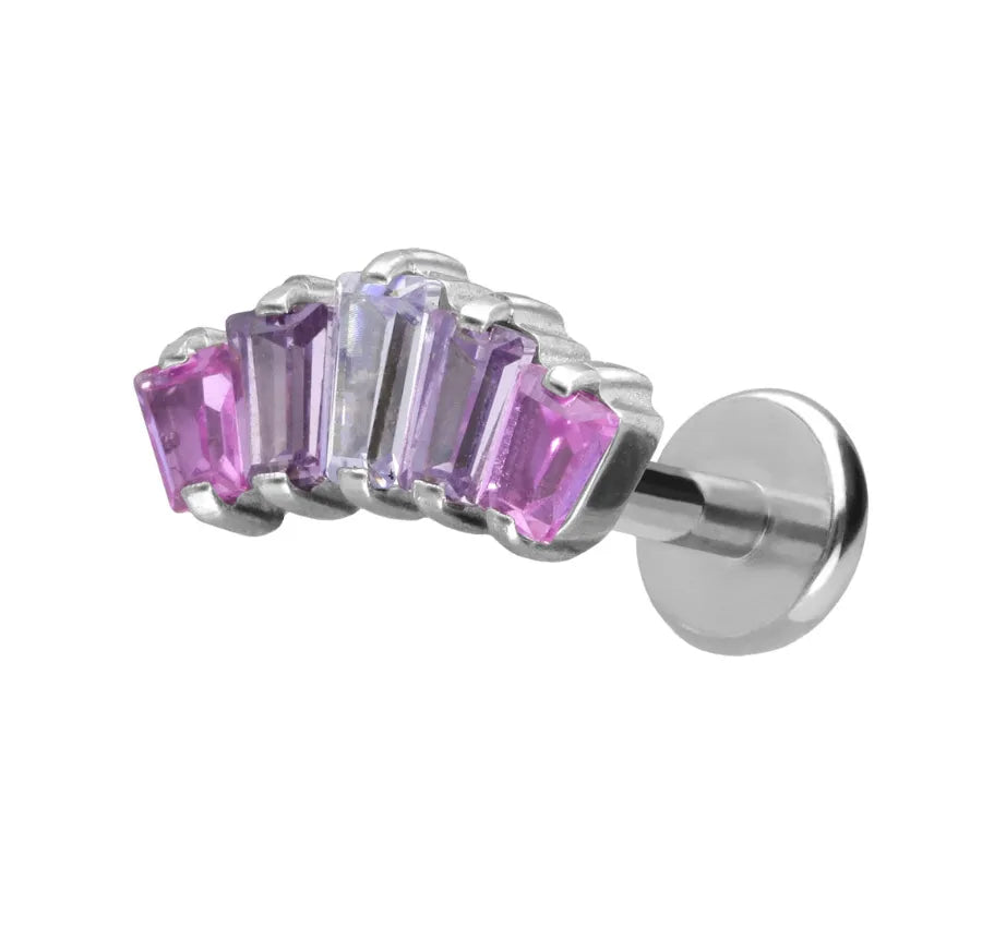 Titanium Push Pin Flat Back Stud - Lavender Crystal Arch