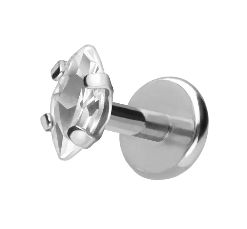 Titanium Push Pin Flat Back Stud - Marquis Crystal