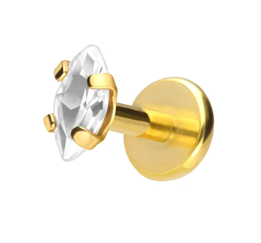 Titanium Push Pin Flat Back Stud - Marquis Crystal