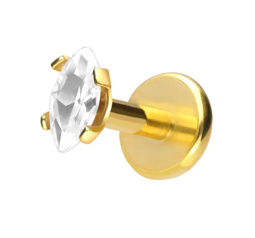 Titanium Push Pin Flat Back Stud - Mini Marquis Crystal
