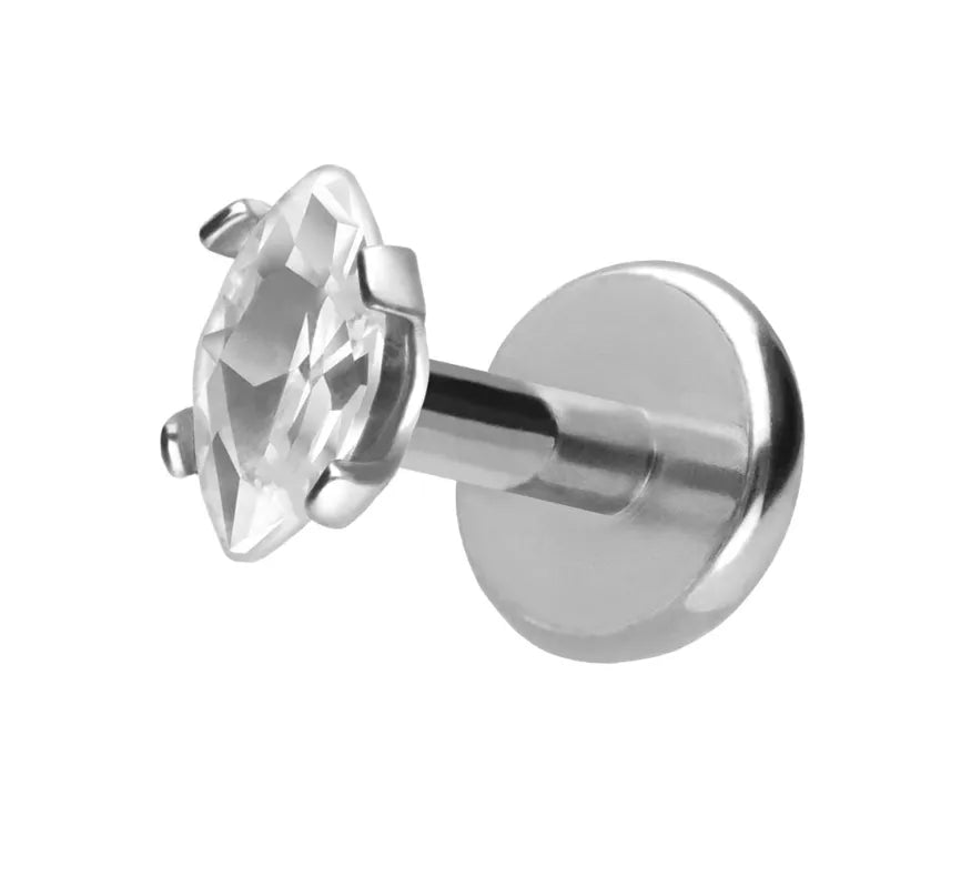 Titanium Push Pin Flat Back Stud - Mini Marquis Crystal