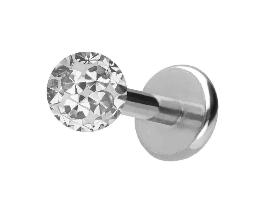 Titanium Push Pin Flat Back Stud - Multi Crystal Ball