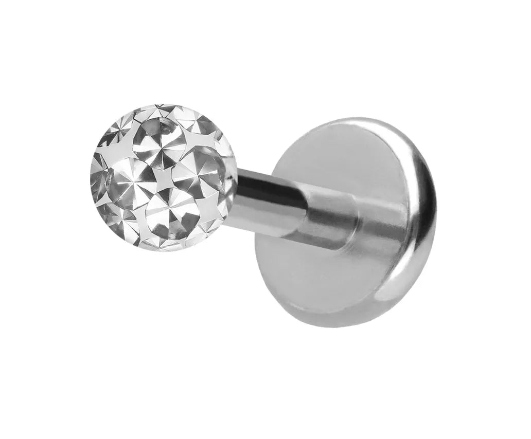 Titanium Push Pin Flat Back Stud - Multi Crystal Ball