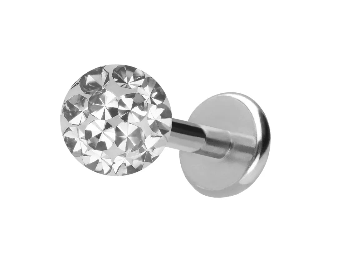 Titanium Push Pin Flat Back Stud - Multi Crystal Ball