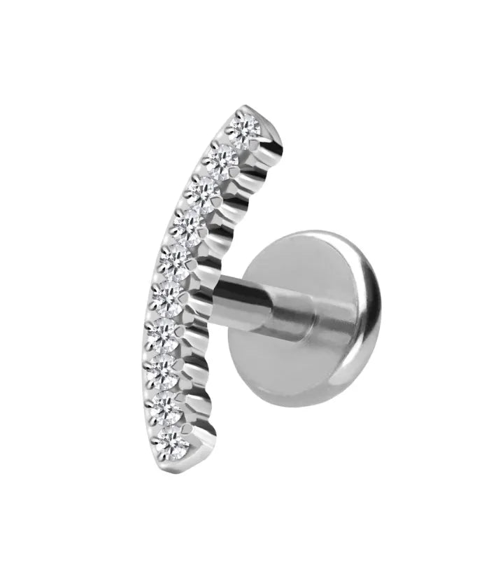 Titanium Push Pin Flat Back Stud - Shiny Crystal Arch