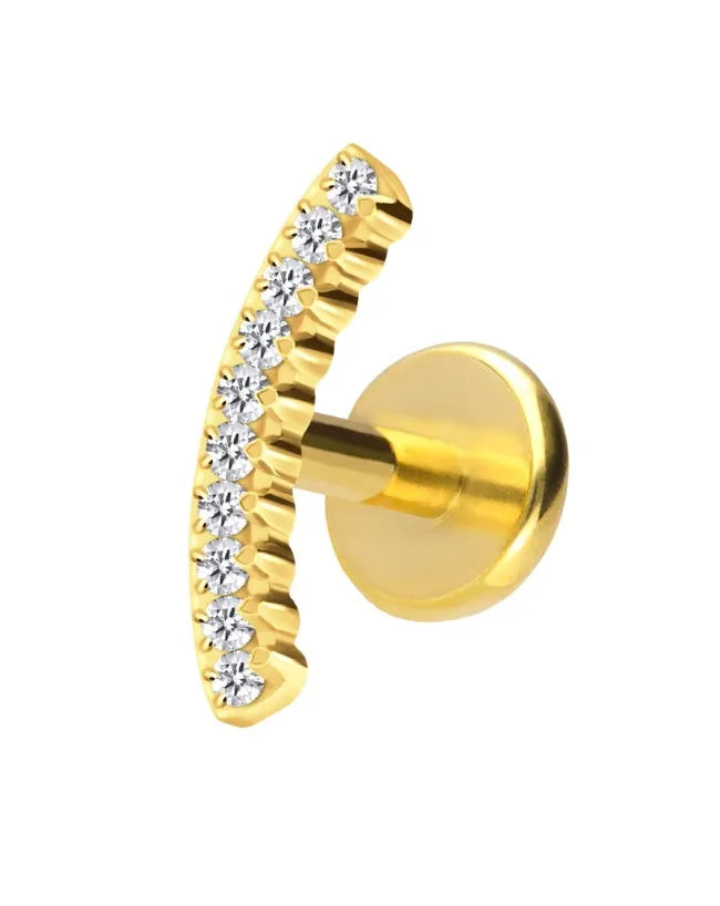 Titanium Push Pin Flat Back Stud - Shiny Crystal Arch
