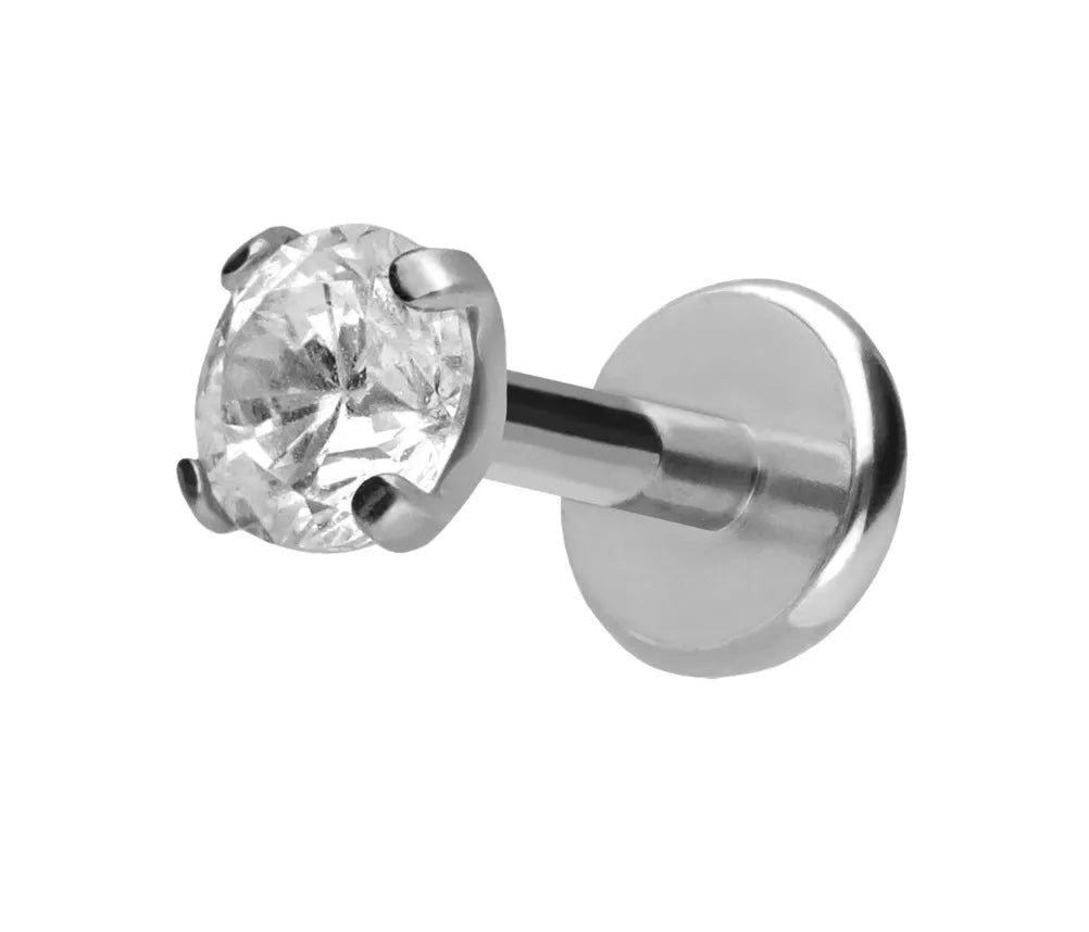 Titanium Push Pin Flat Back Stud - Shiny Crystal Silver
