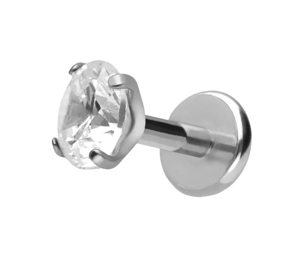 Titanium Push Pin Flat Back Stud - Shiny Crystal Silver
