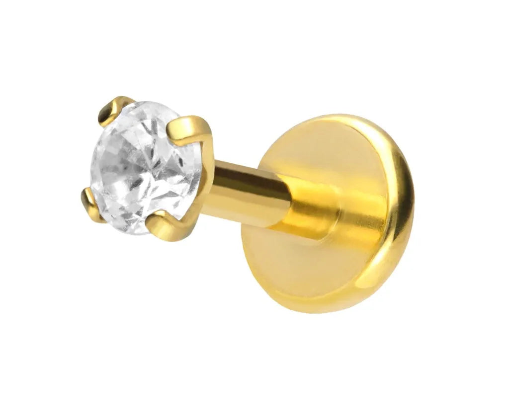 Titanium Push Pin Flat Back Stud - Shiny Crystal Gold